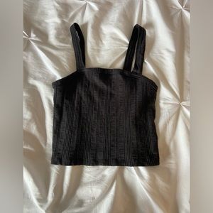 American Eagle Cropped Tank Top Black Size Small